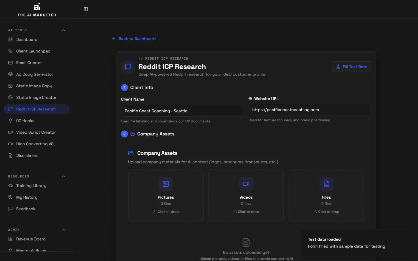 Reddit ICP Research screen